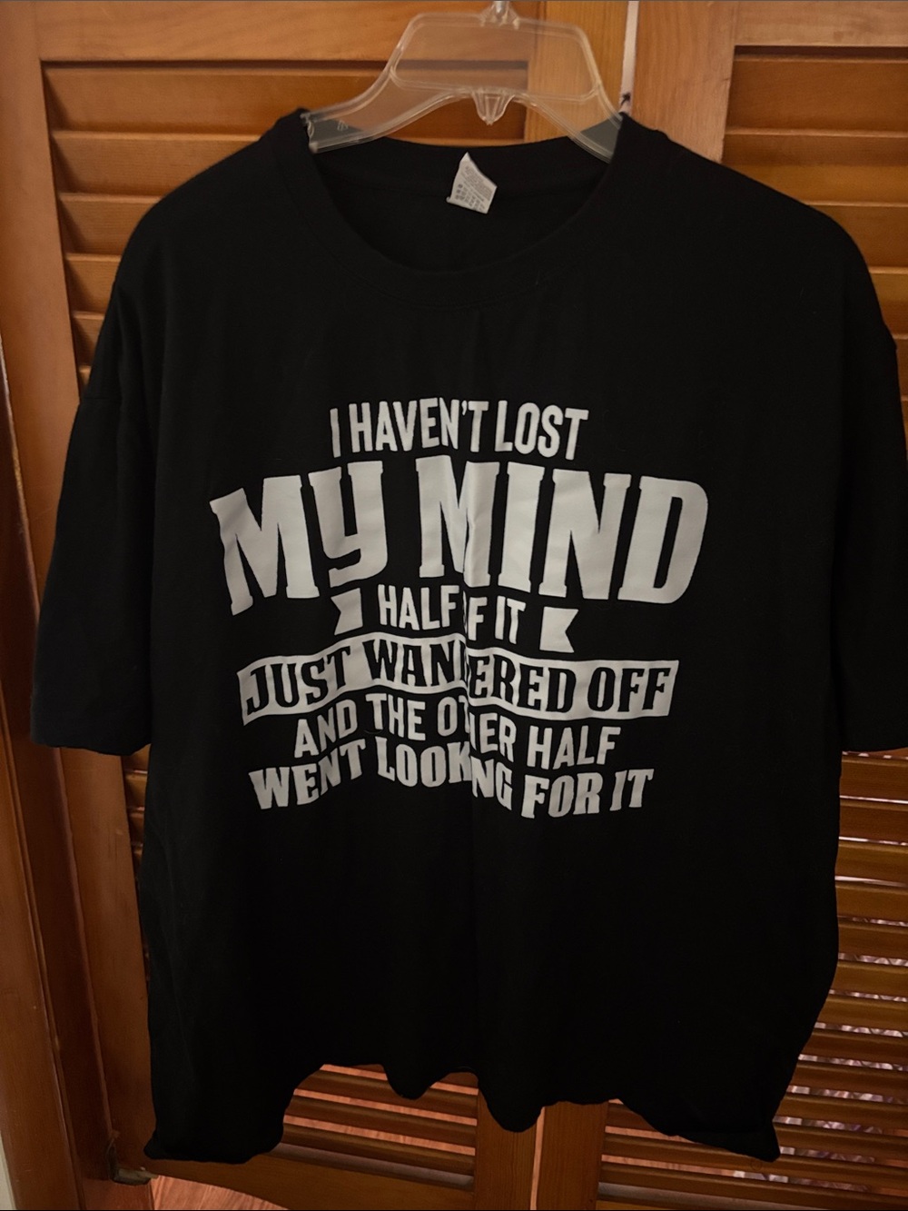 Gildan Black Short-Sleeve Tee with White Humorous Text